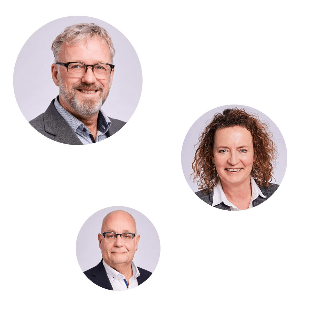 Portretten van drie psychologen van GORTcoaching die cliënten begeleiden bij bindingsangst.