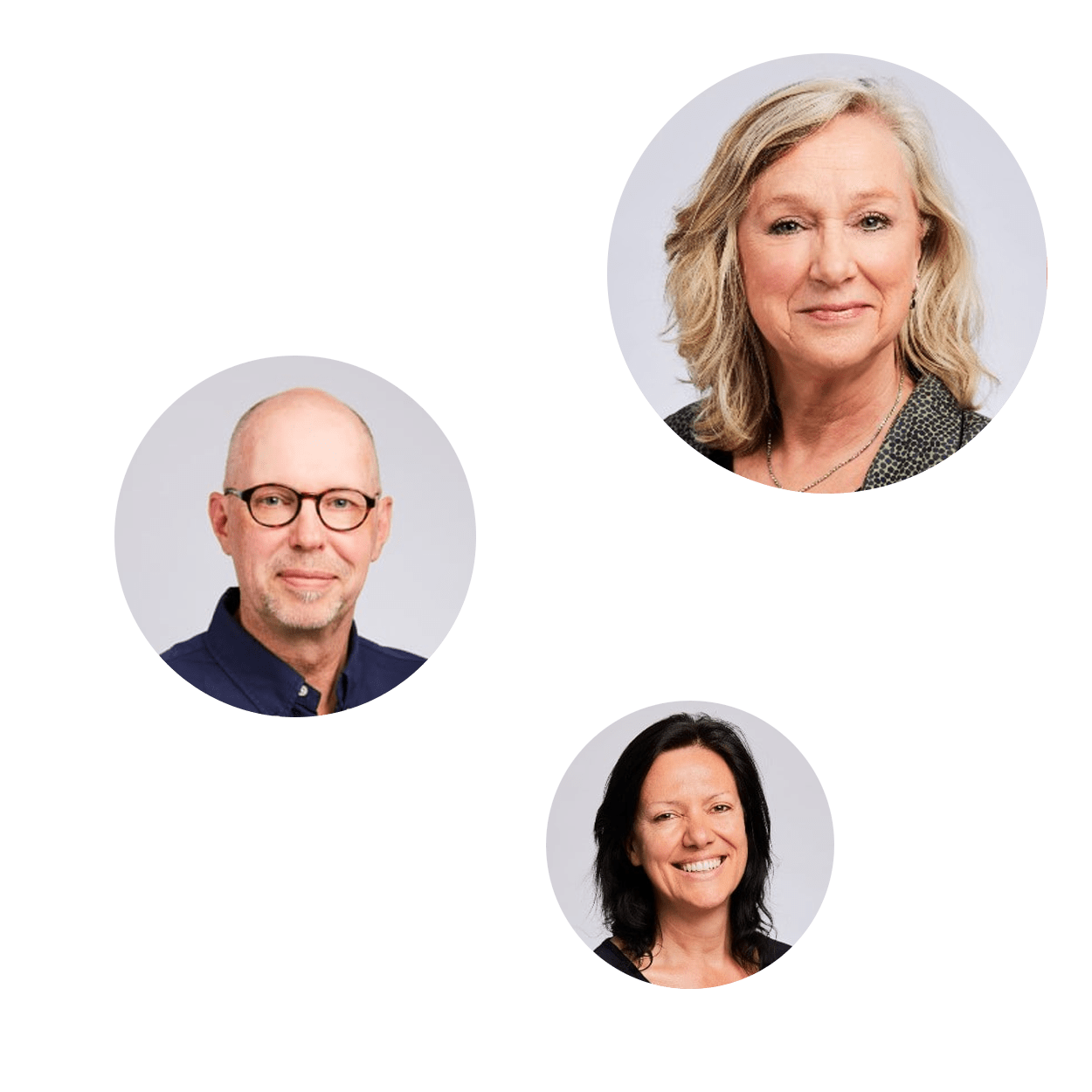 Team GZ-psychologen GORTcoaching, drie portretfoto's van ervaren psychologen voor coaching buiten verzekerde zorg