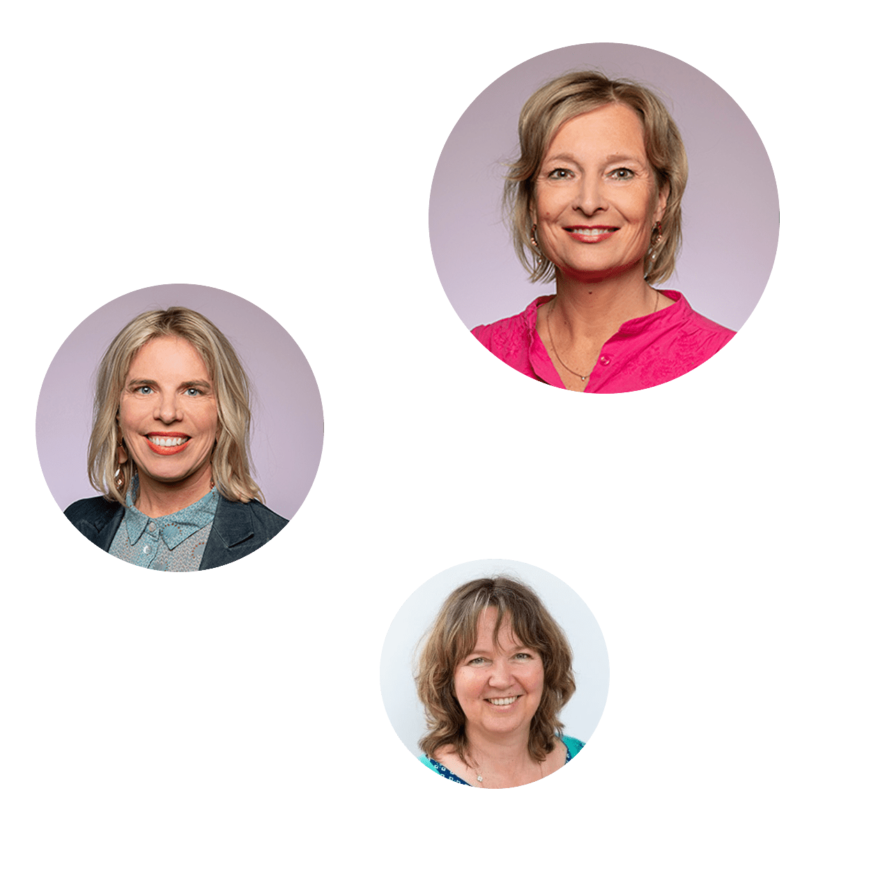 Drie professionele budgetcoaches van GORTcoaching in portretweergave