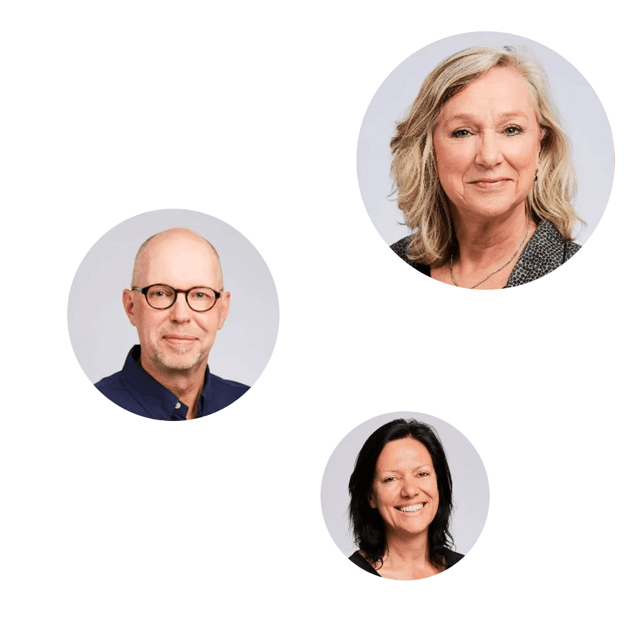 Portretfoto's van drie coaches en psychologen die samenwerken binnen het netwerk van GORTcoaching.