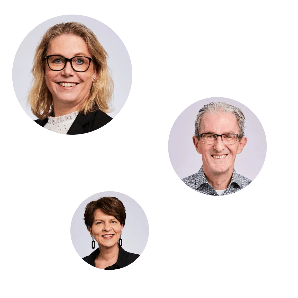 Drie professionele coachportretten van aangesloten coaches bij GORTcoaching.